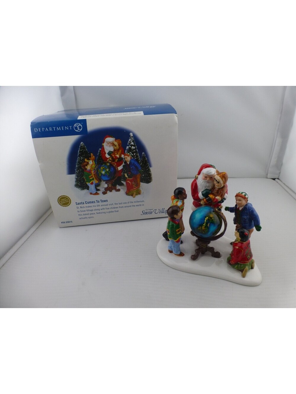 Department 56 Snow Village Santa Comes to Town 2000 Millennium Spinning Globe I3